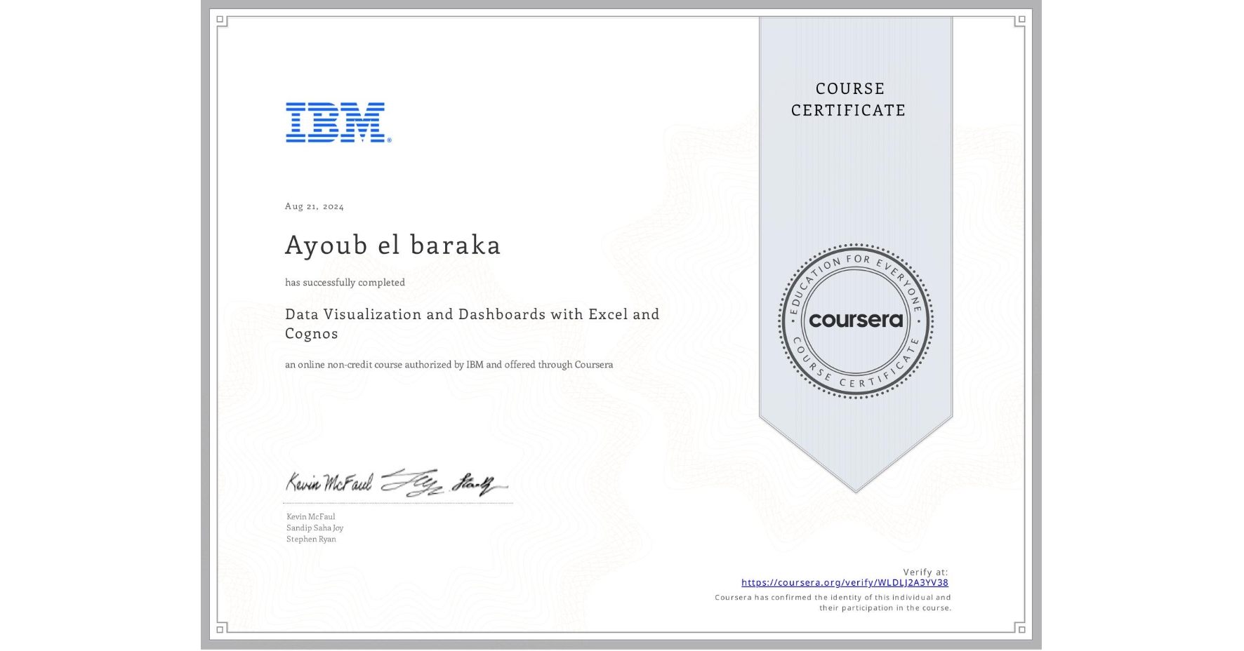 IBM Data Visualization Certificate